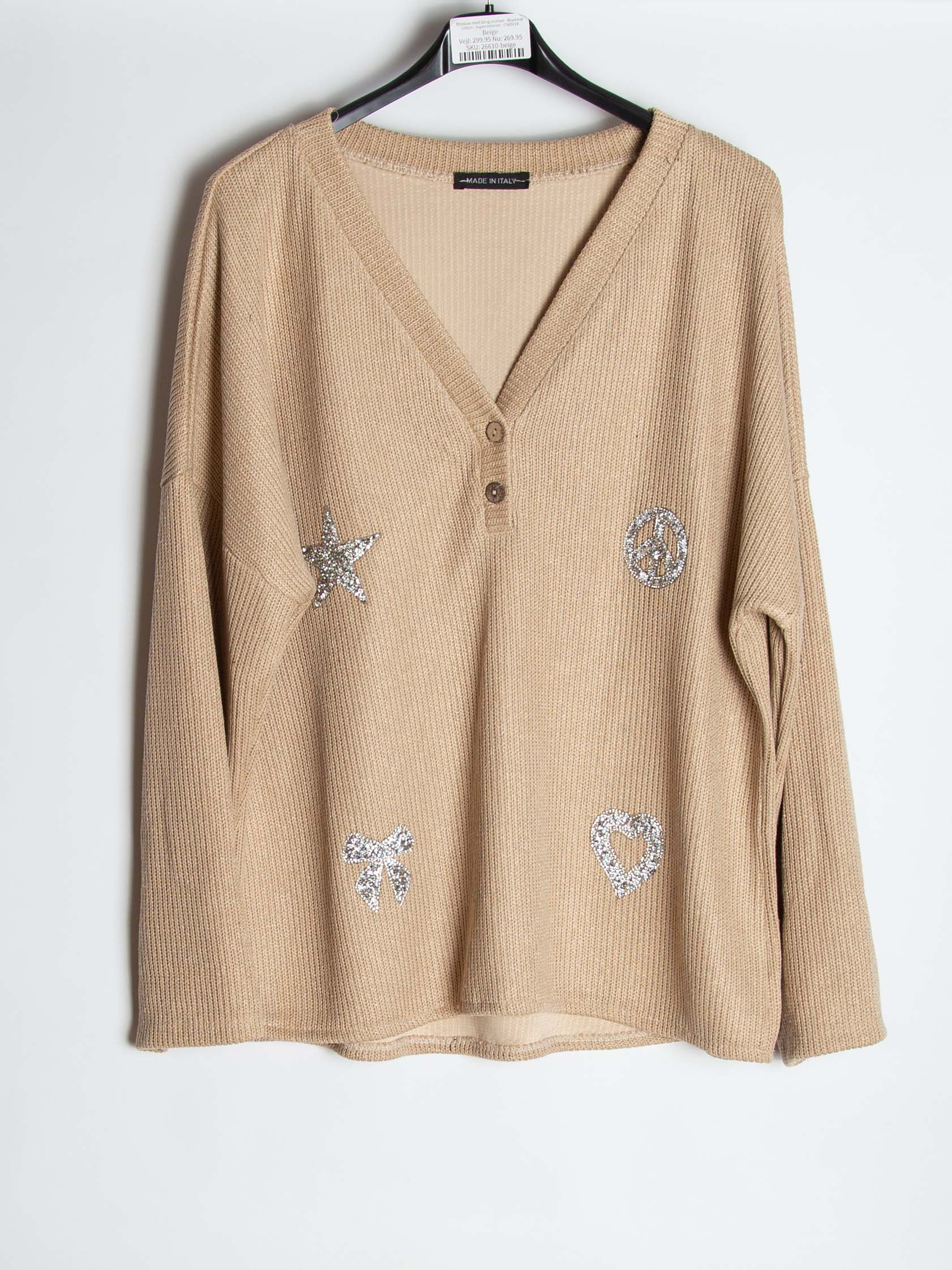 Ribbluse med bling motiver - Brystmål 120cm - Ingen returret - ITNOV24 by Krone 1