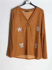 Ribbluse med bling motiver - Brystmål 120cm - Ingen returret - ITNOV24 by Krone 1