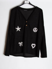 Ribbluse med bling motiver - Brystmål 120cm - Ingen returret - ITNOV24 by Krone 1