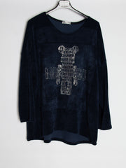 Fløjls look bluse m. Robot Mickey - Brystmål 140cm. - Ingen Returret - ITNOV24 by Krone 1