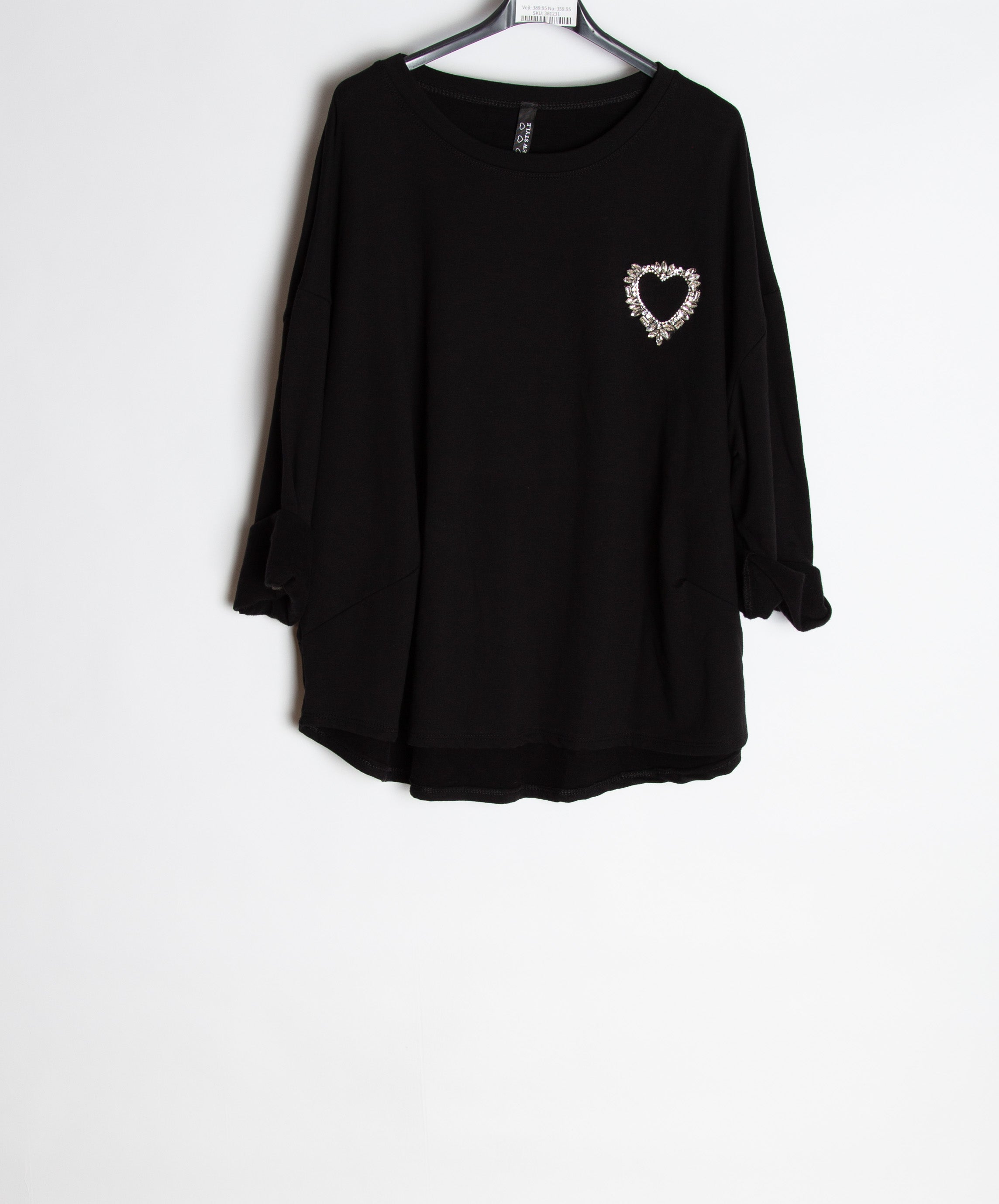 Sweatshirt med bling hjerte - Ingen returret - ITNOV24 by Krone 1