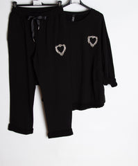 Sweatpants med bling hjerte - Ingen returret - ITNOV24 by Krone 1