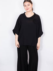 Bluse med rose - 38-48 by Krone 1