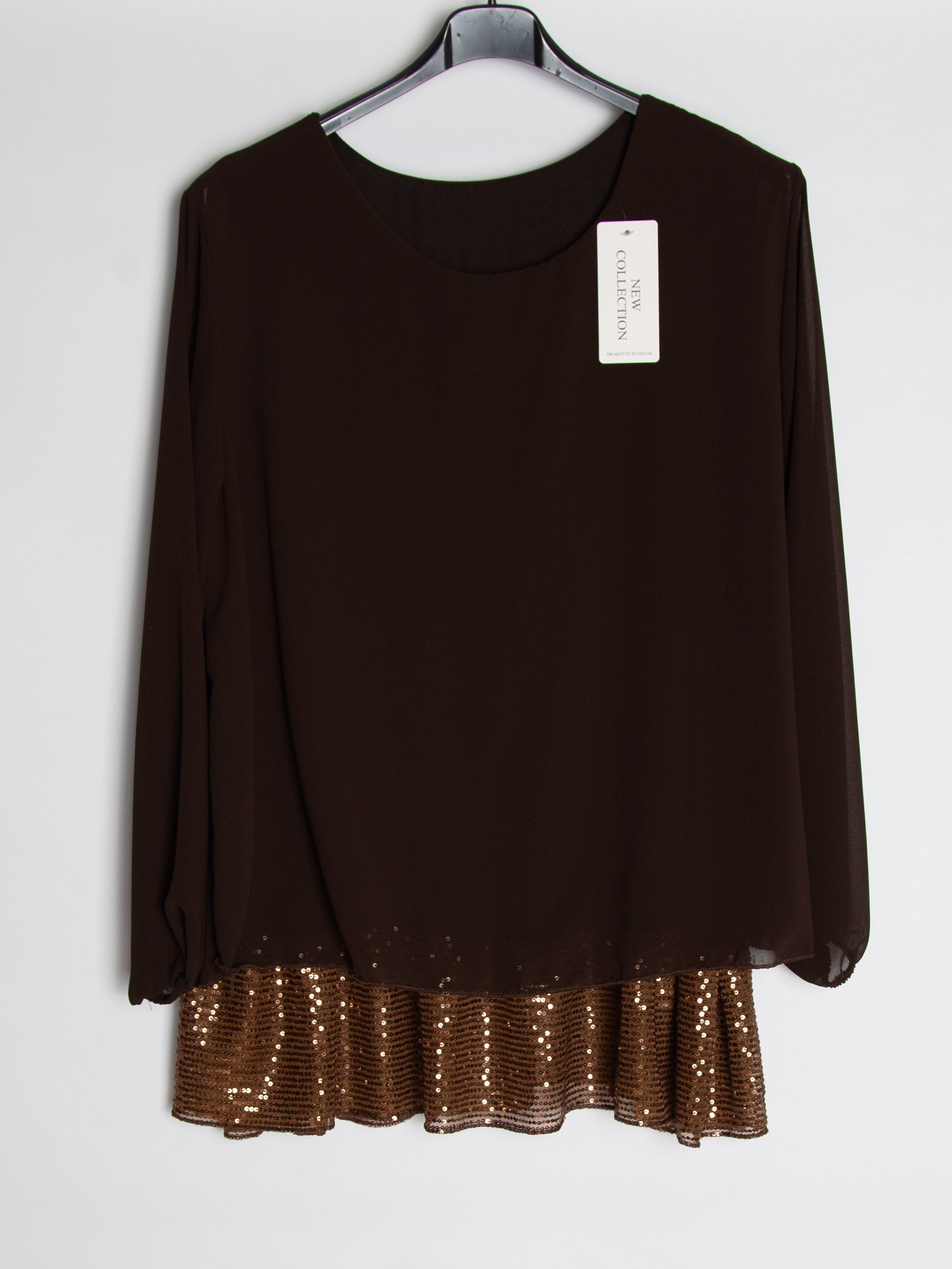 Chiffon bluse m. Paillet bund - Brystmål 130 cm. - Ingen returret - ITNOV24 by Krone 1