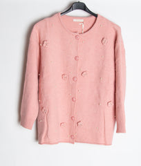 Strikcardigan med perler og blomster - Str. 36-48 - Ingen returret by Krone 1