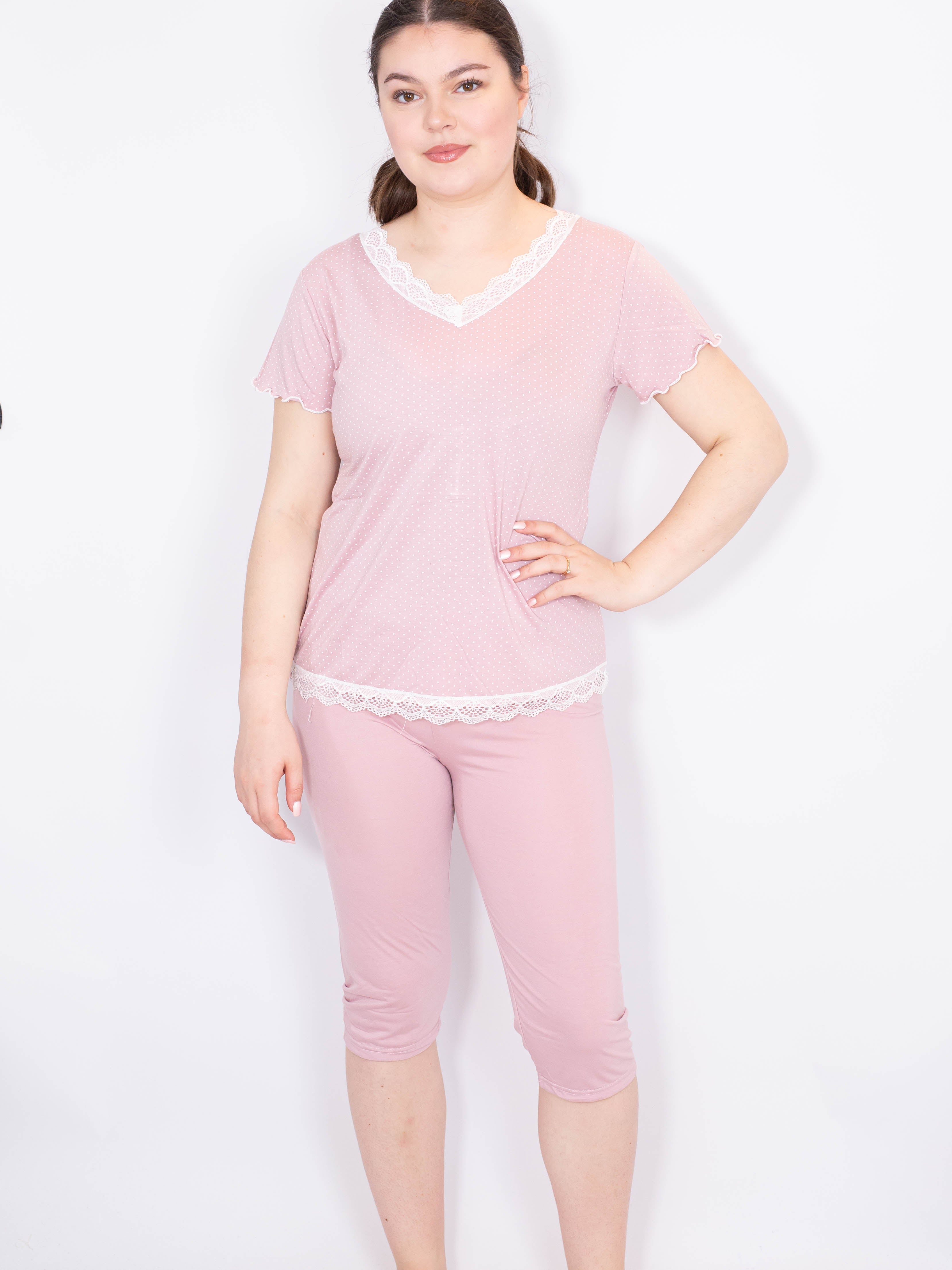 Prikket nattøjssæt med blonder by Krone 1