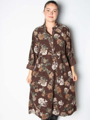 Fløjlskjole med blomster - Brystmål 130cm by Krone 1