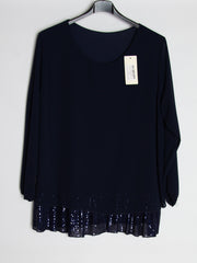 Chiffon bluse m. Paillet bund - Brystmål 130 cm. - Ingen returret - ITNOV24 by Krone 1