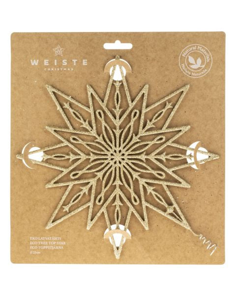 Filigree Topstjerne til Juletræ – 25 cm Guld m. Bio Glitter by WEISTE