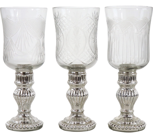 Lysestage med sølv fod 8,5x23cm by Hoff