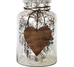 Sølv vase med træ hjerte 19,5x19,5x30cm by Hoff
