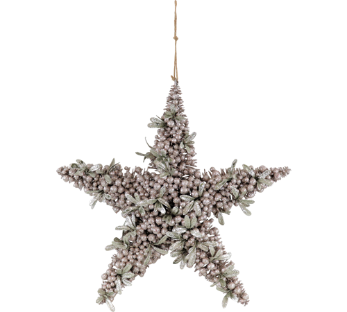 Stjerne med bær og blade 62x62x10 cm Naturtro julepynt i elegant design by Hoff