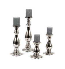 Keramik-Kerzenleuchter Elena 10.5xh.39cm, silver