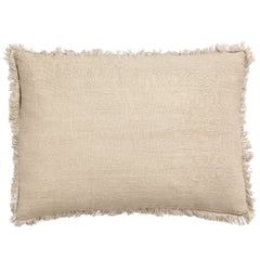 Sandfarvet Pude – Linen Fringe 60 X 90 CM by ByLiving