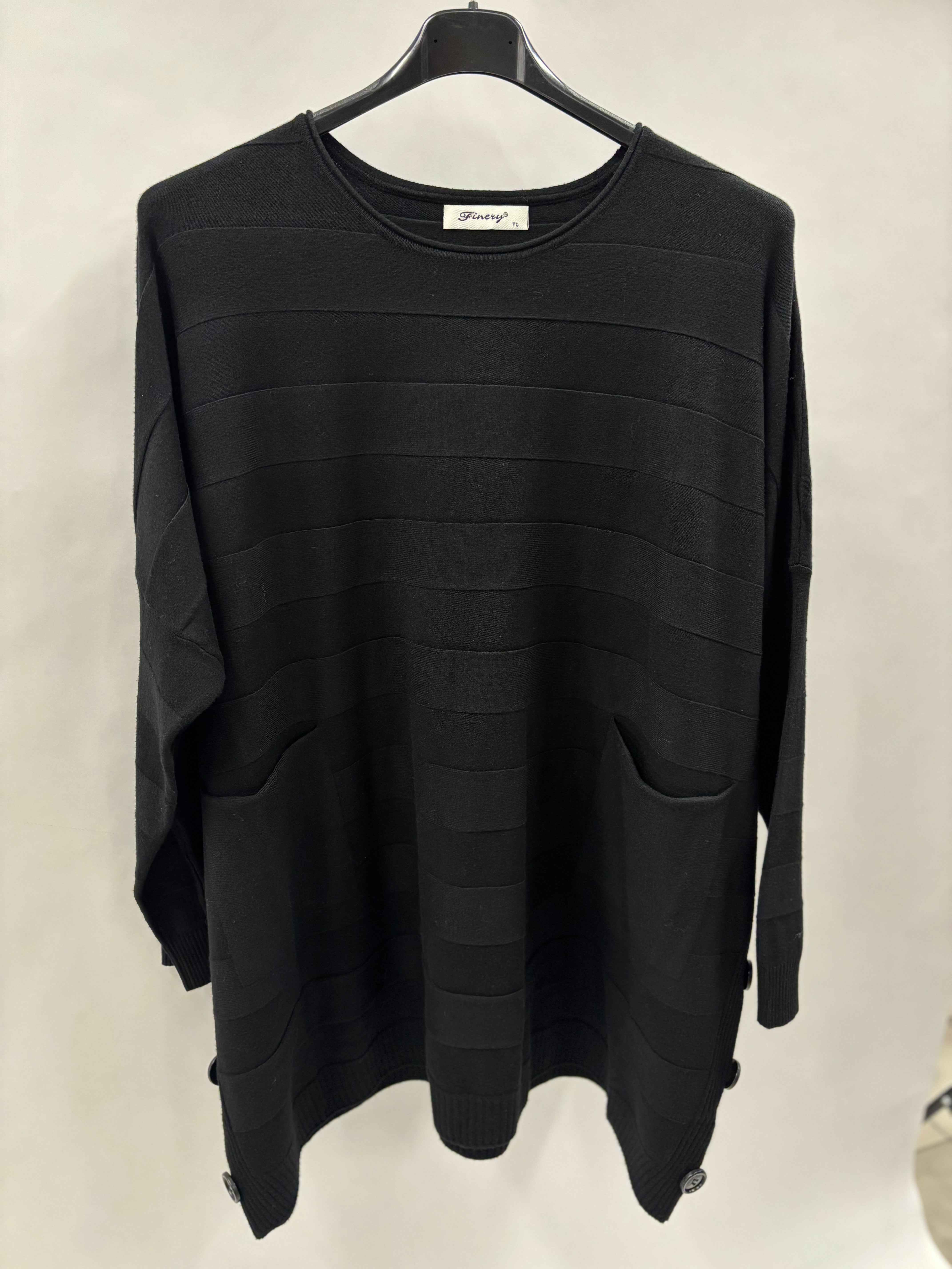 Ensfarvet Striktrøje, Bred Strib