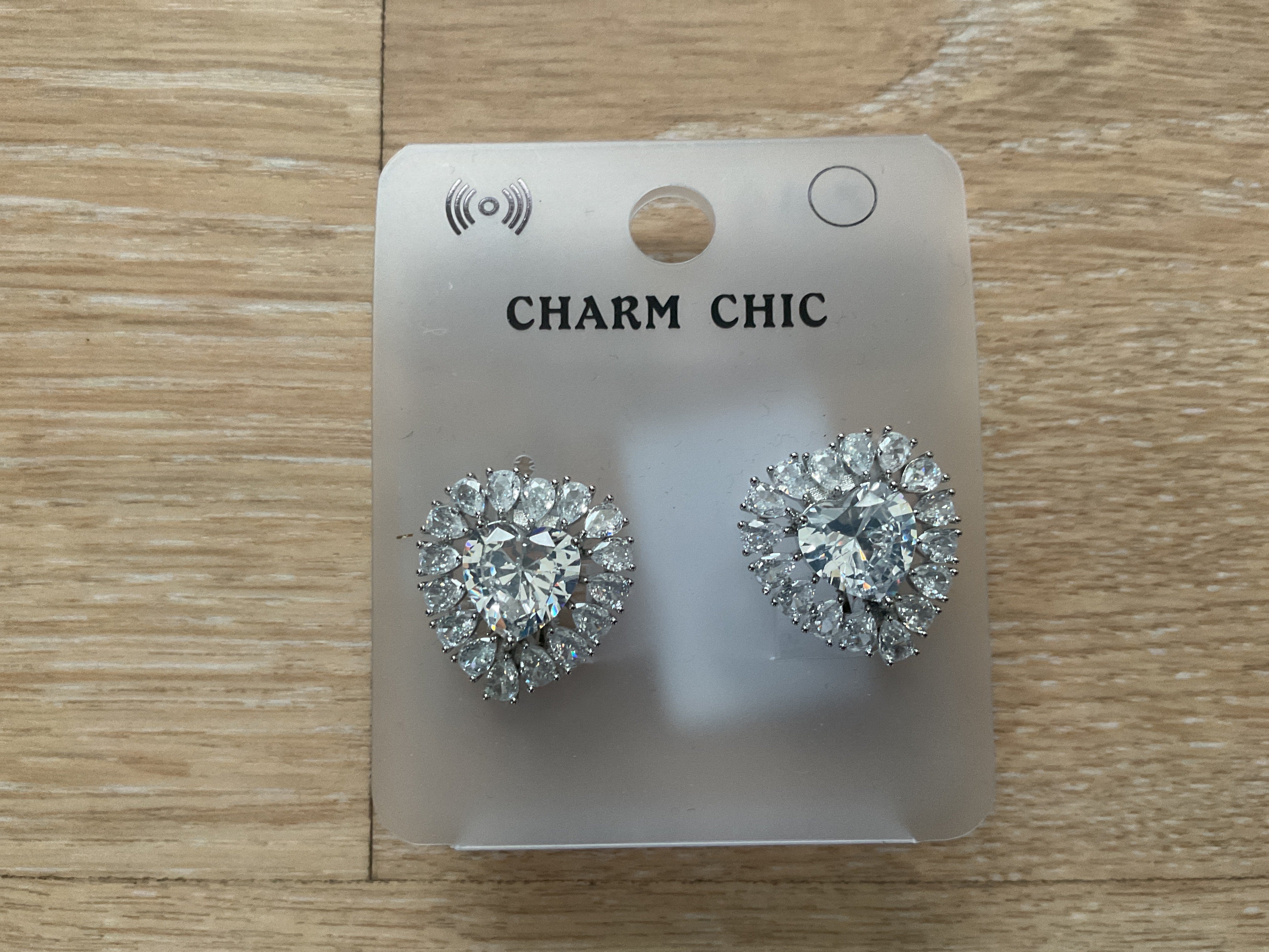 Hjerte øreringe klips - Sølv sten by Krone 1