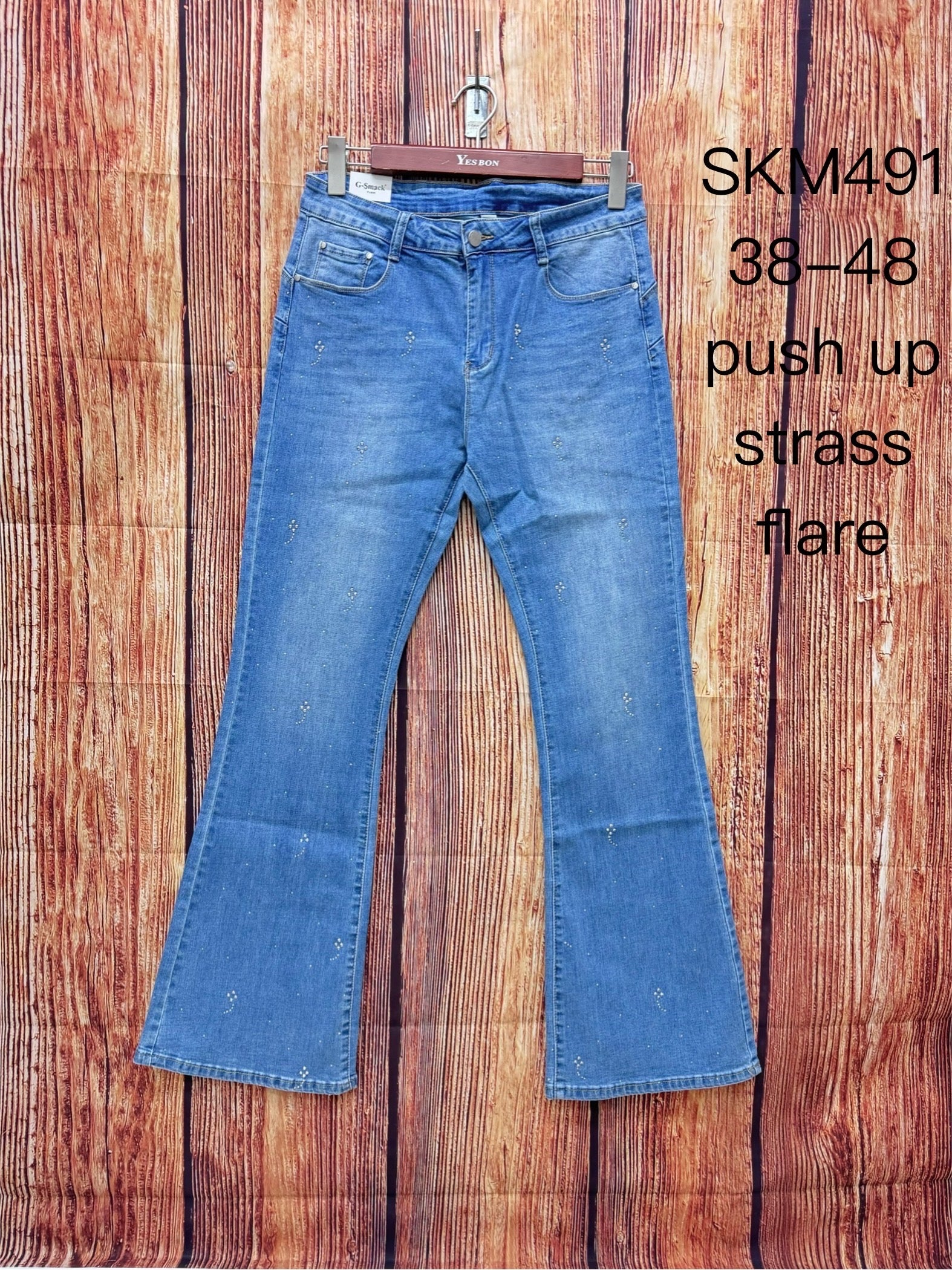 Jeans med bootcut, bling og push up by Krone 1