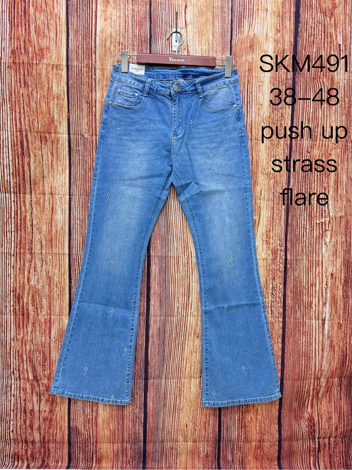 Jeans med bootcut, bling og push up by Krone 1