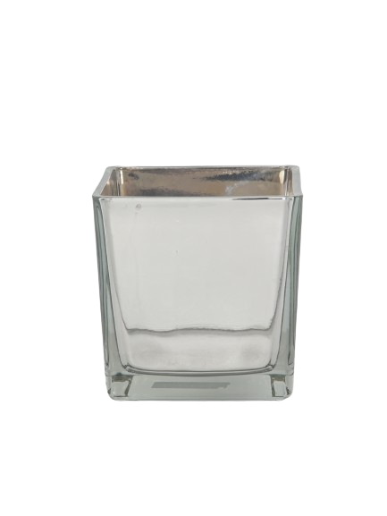 Firkantet Sølv Glas Potte 10x10x10 cm