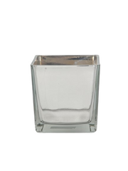 Firkantet Sølv Glas Potte 10x10x10 cm