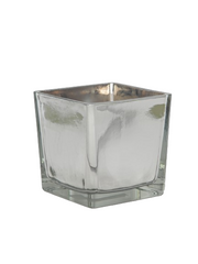 Firkantet Sølv Glas Potte 10x10x10 cm