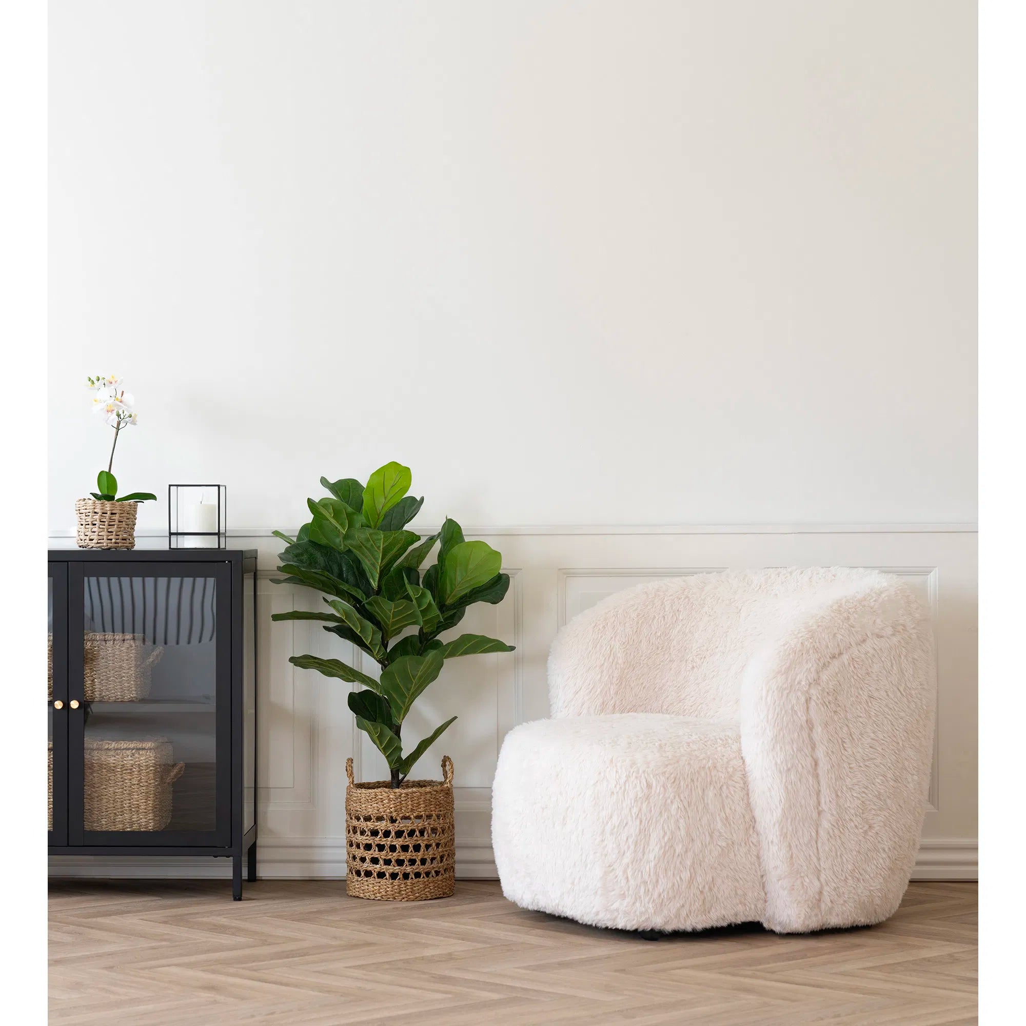 Setubal loungestol i imiteret pels off-white