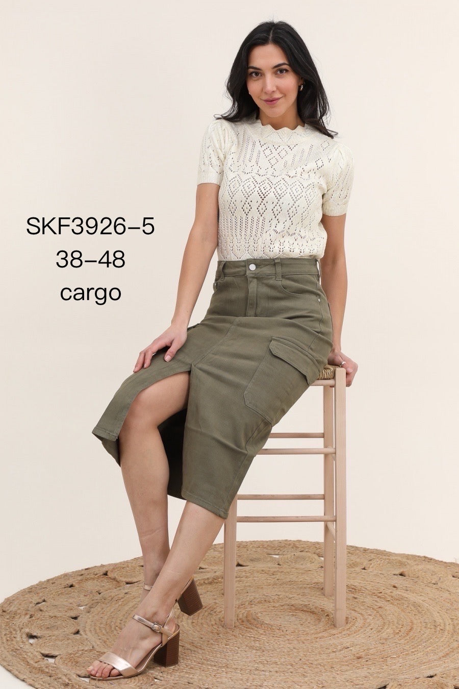 Denim cargonederdel med lommer by Krone 1