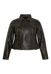 No. 1. By Ox Biker Jakke i Skind Sort Med Beige