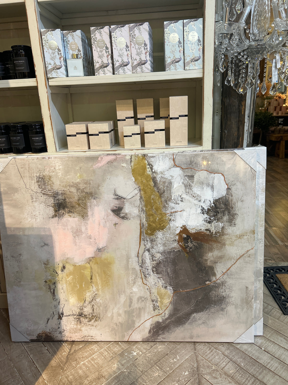 Artcast Maleri Guld og Rosa, 90x118 cm by Krone 1