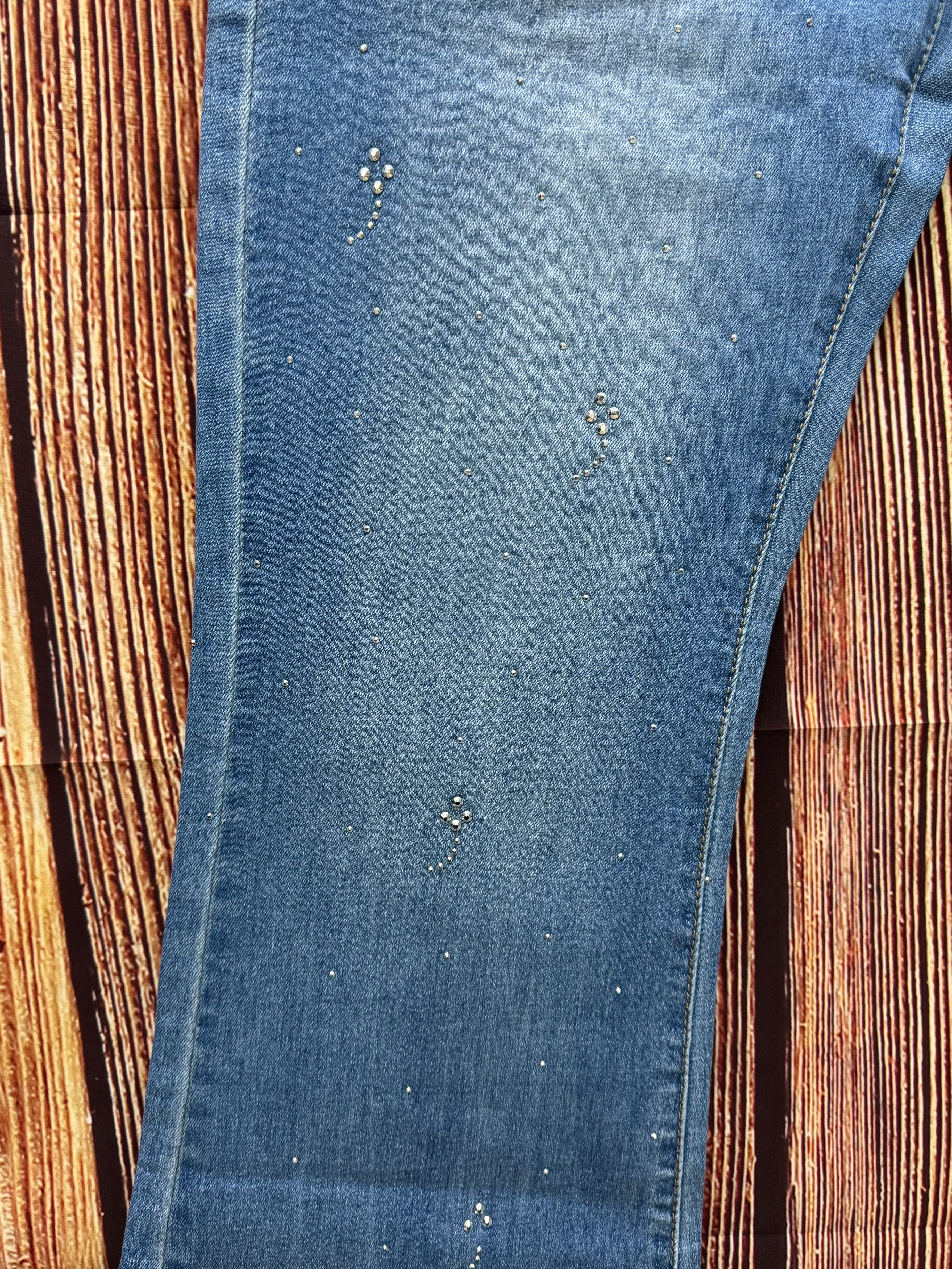 Jeans med bootcut, bling og push up by Krone 1