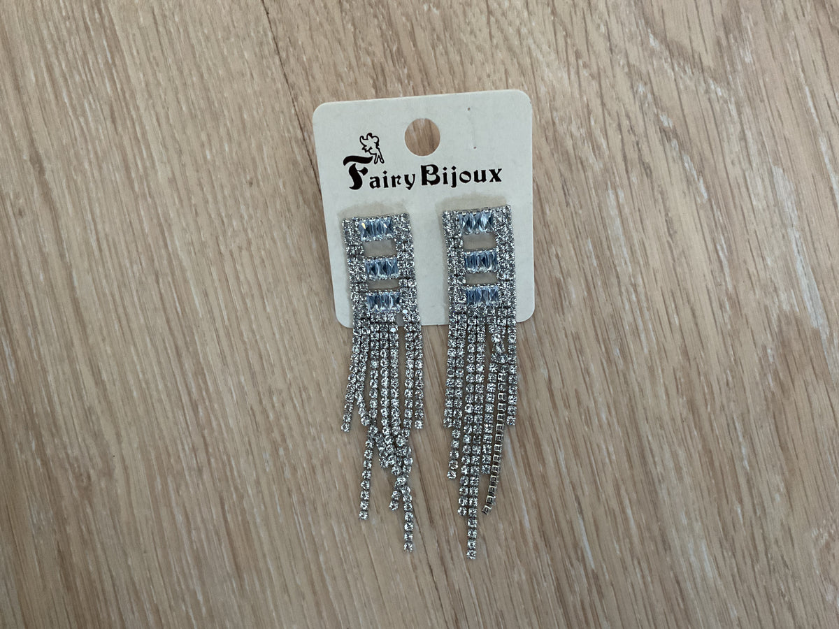 Fine øreringe med sten og bling - Sølv by Krone 1