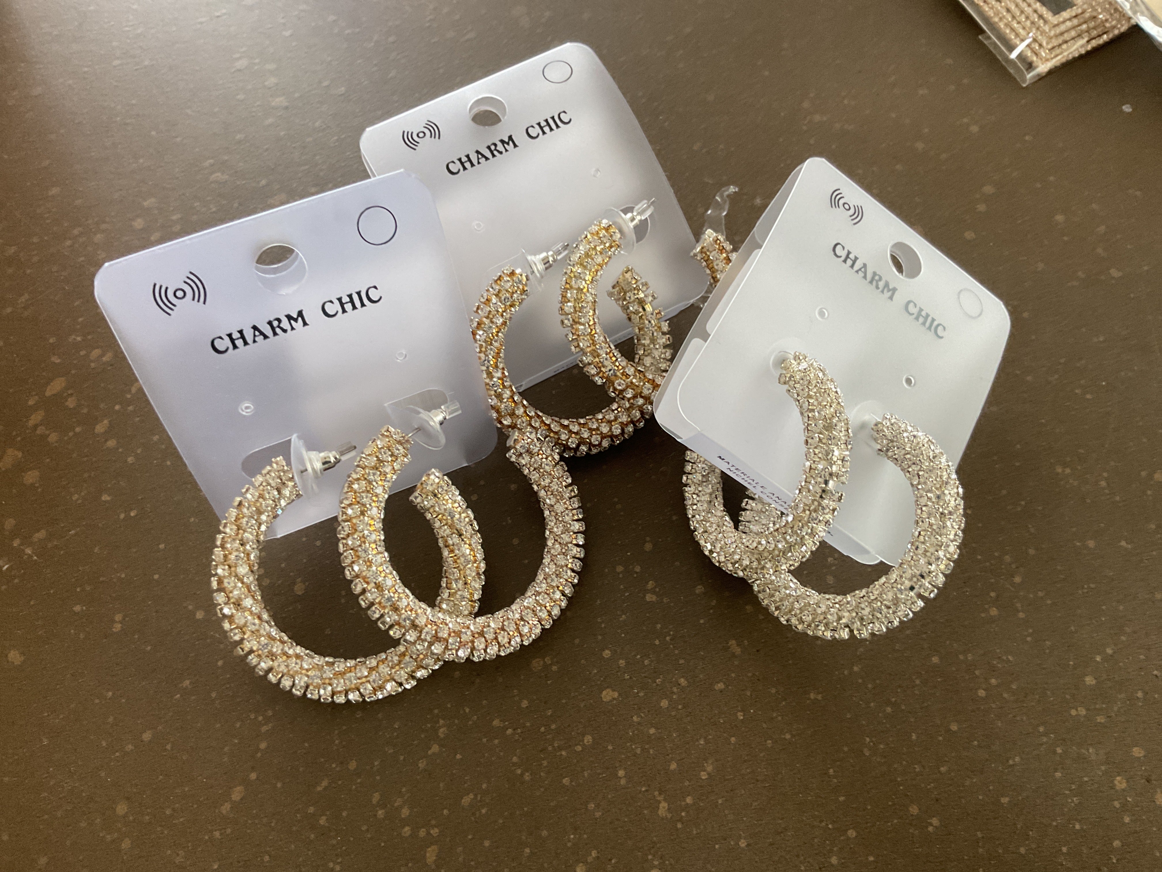 Halv hoop øreringe bling by Krone 1