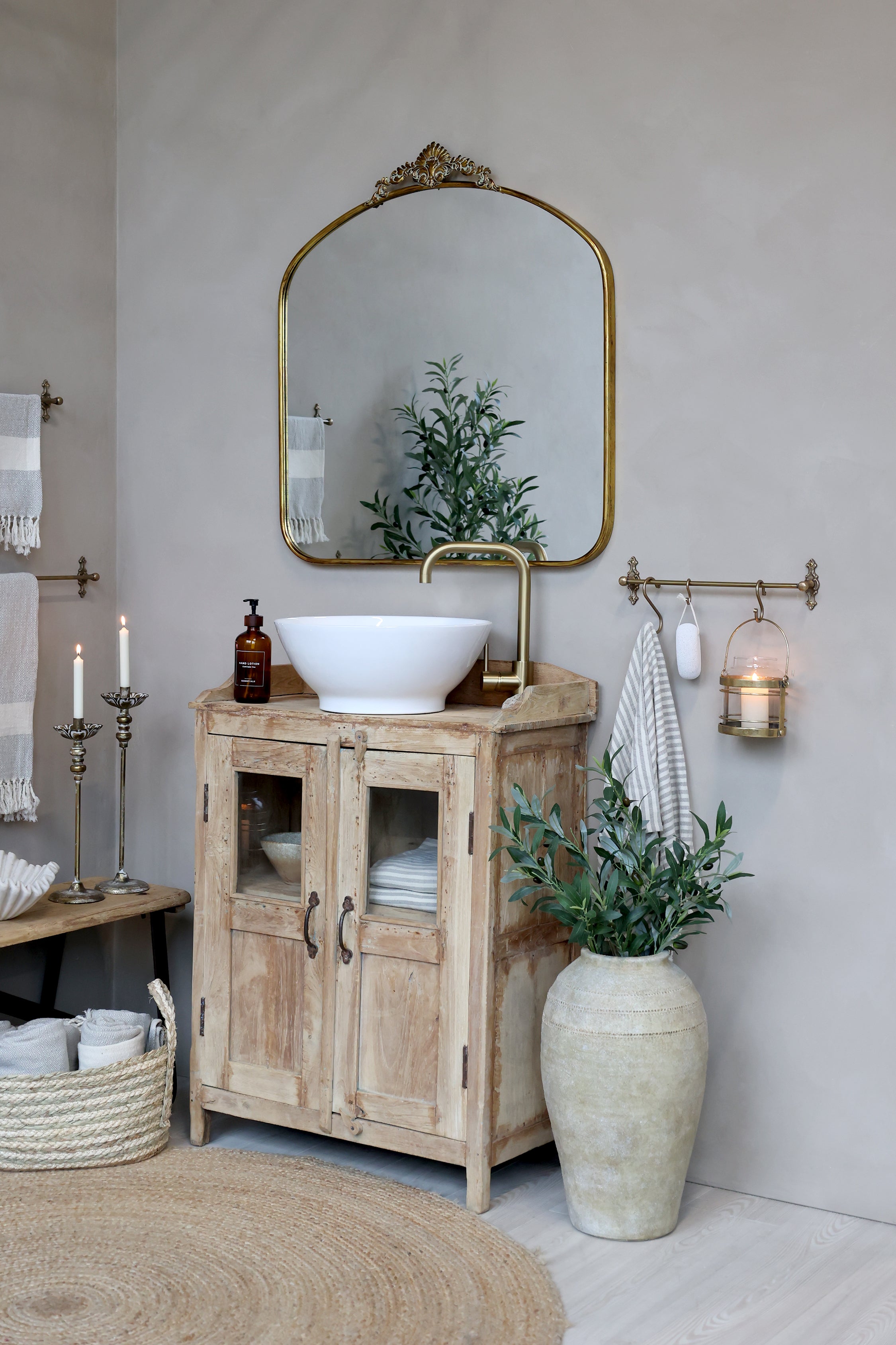 Spejl m. dekorkant, H90/L80/B3,5 cm antique messing by Chic Antique