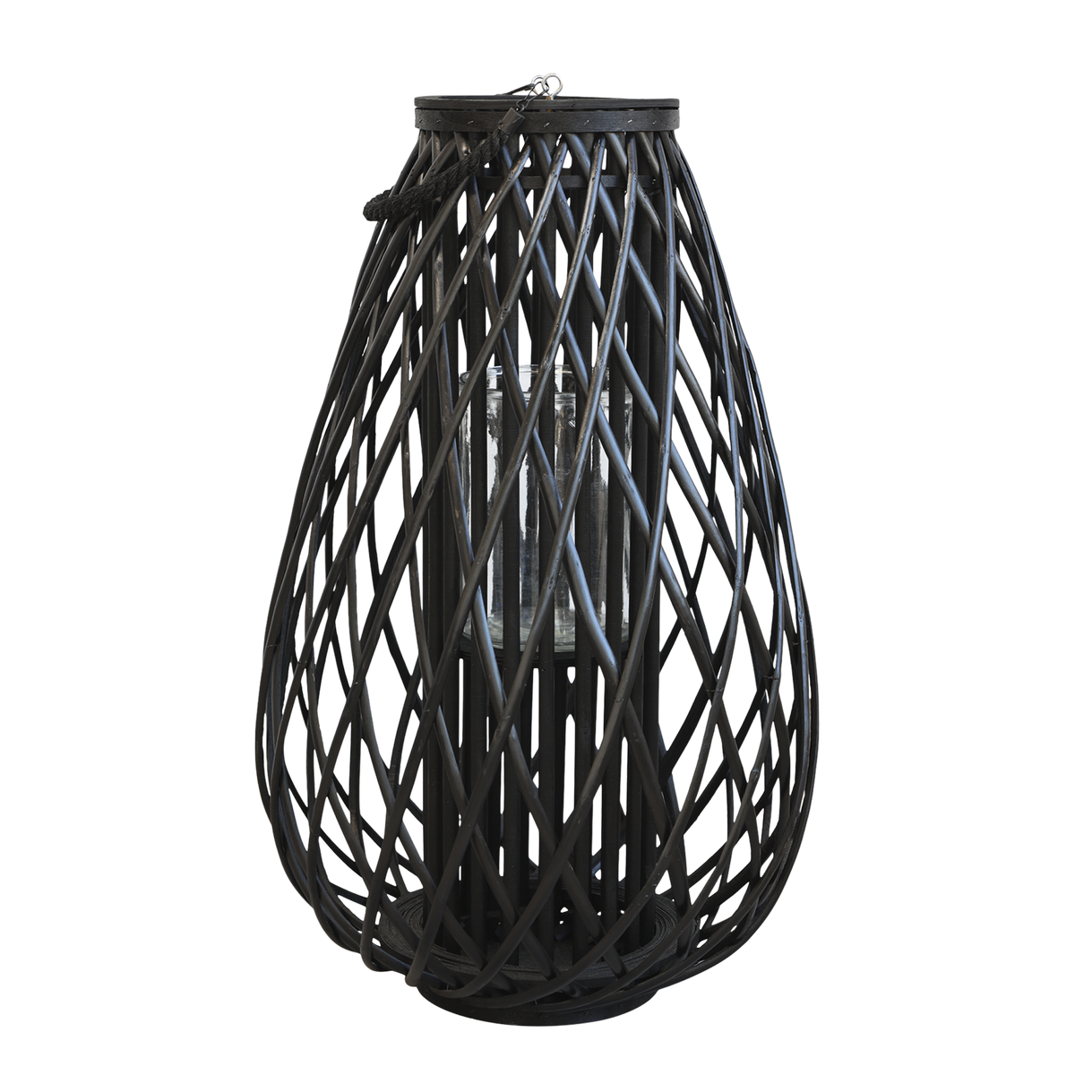 Lantern Braided Black 70x45 cm