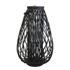 Lantern Braided Black 70x45 cm