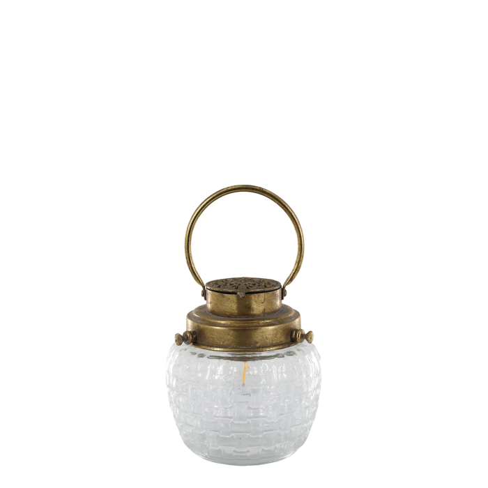 Lanterne med hulmønster Antik Messing 34x10x10 cm