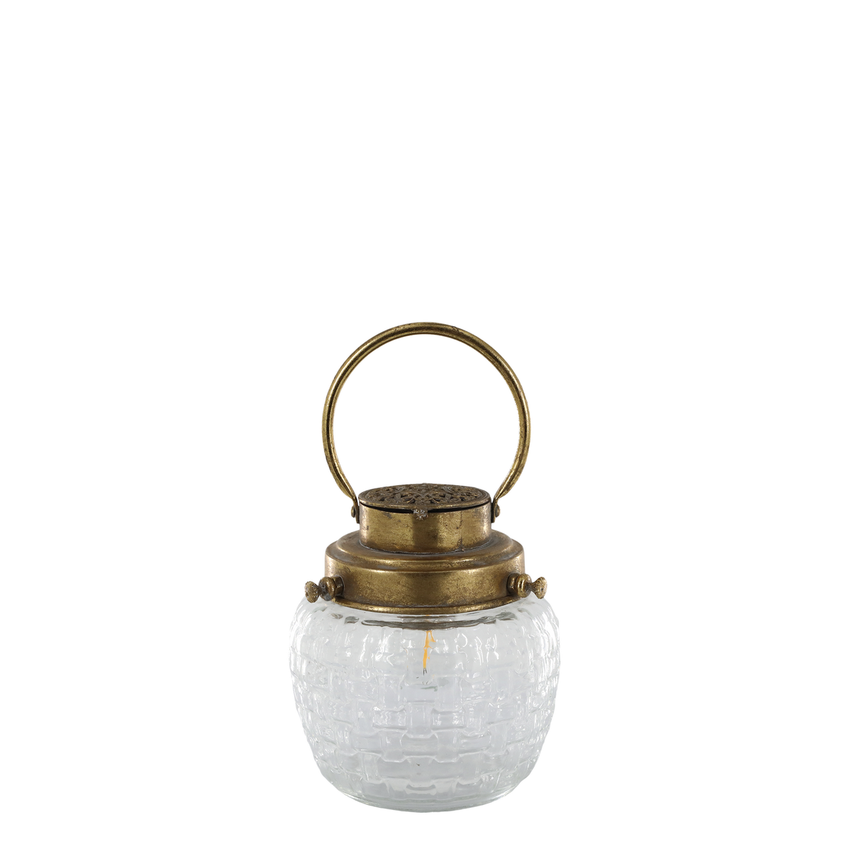 French Stable Lantern med pære 17x15 cm Antik messing