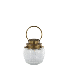 French Stable Lantern med pære 17x15 cm Antik messing