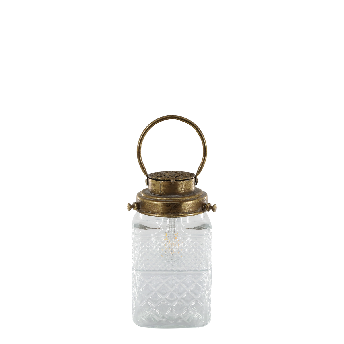 French Stable Lantern med pære 23x12 cm Antik messing