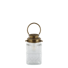 French Stable Lantern med pære 23x12 cm Antik messing