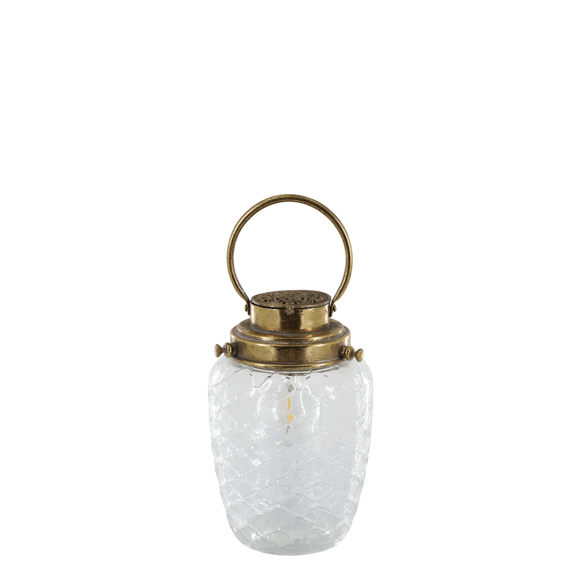 French Stable Lantern med pære 23x15,5 cm Antik messing