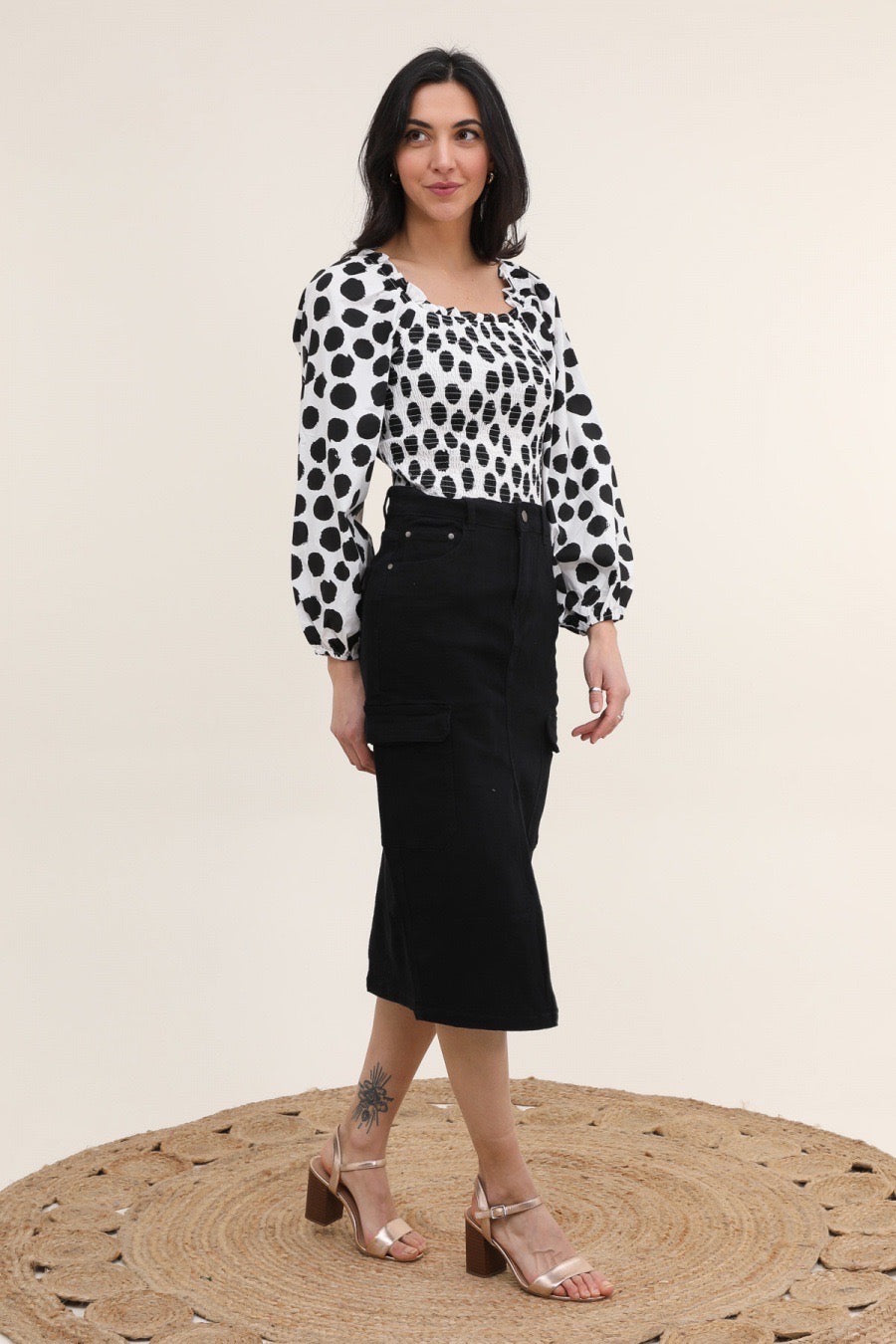 Denim cargonederdel med lommer by Krone 1