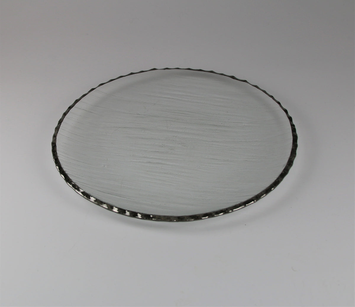 Glas fad med sølvkant 27 cm diam