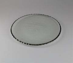 Glas fad med sølvkant 27 cm diam