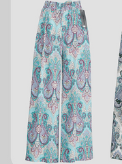 Plissé viddebukser med paisley print - Tilfældig farve by Krone 1