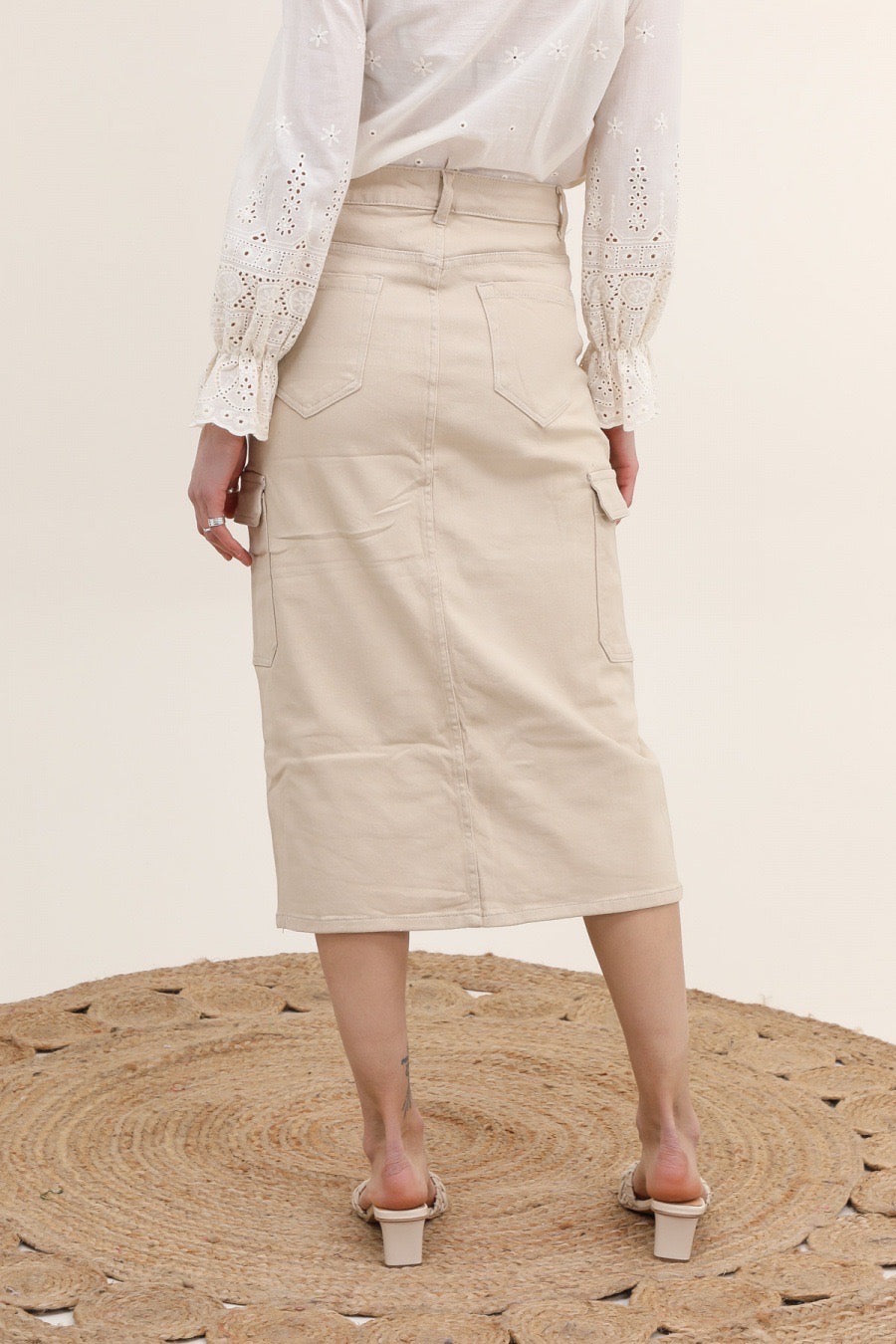 Denim cargonederdel med lommer by Krone 1