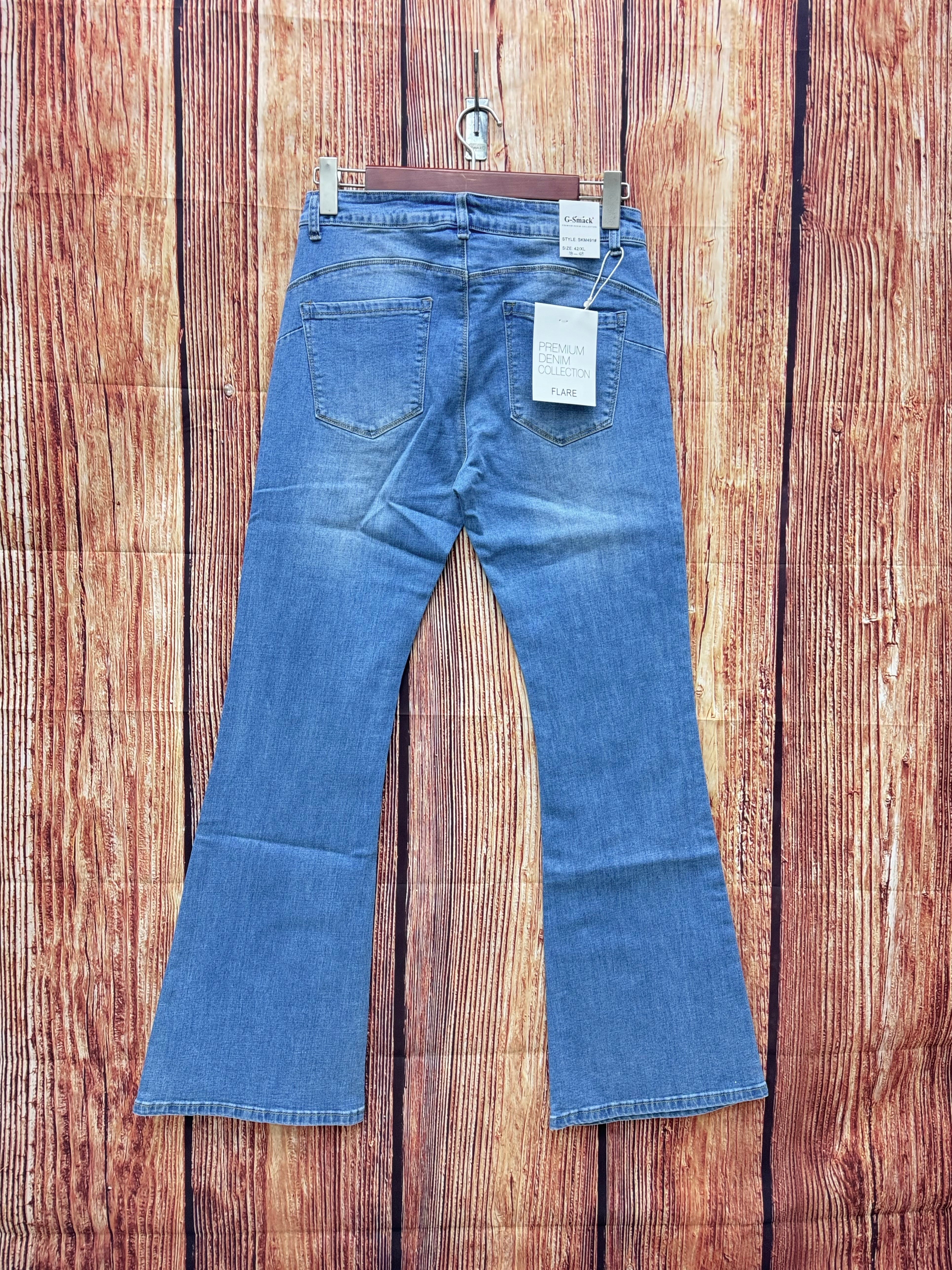 Jeans med bootcut, bling og push up by Krone 1