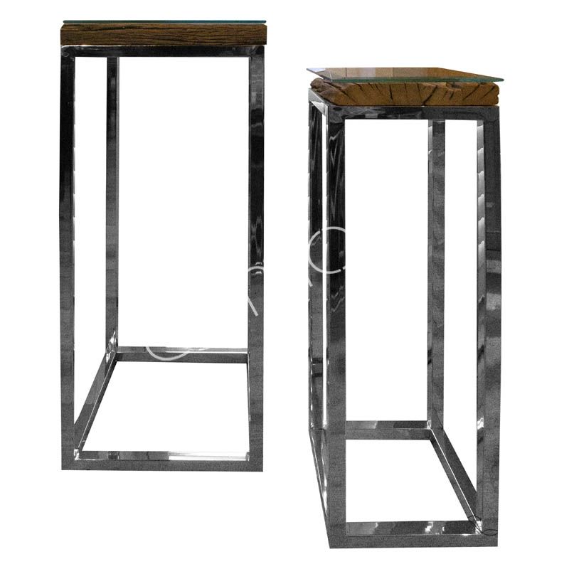 Cdumn SET/2 sleeper wood w?glass lop ss 35x35x90cm