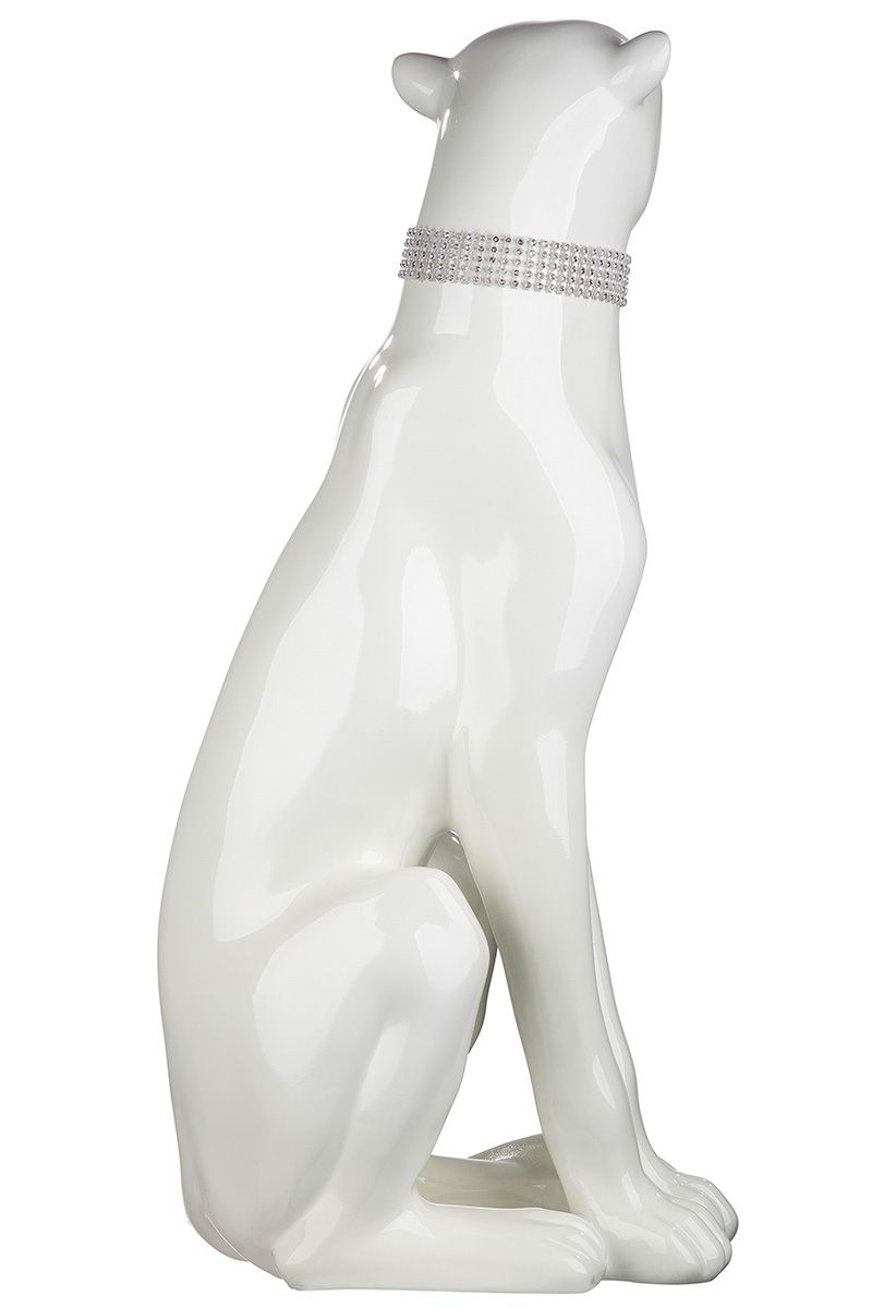 Siddende panter med bling elegant dekorationsfigur 60x23 cm