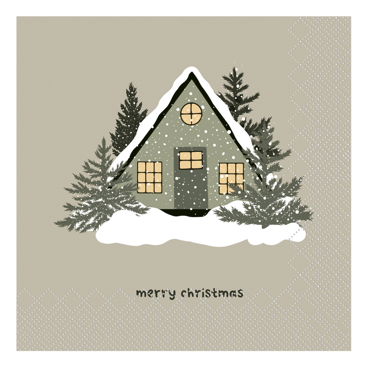 Serviet med “Merry Christmas” 16x16 cm Latte